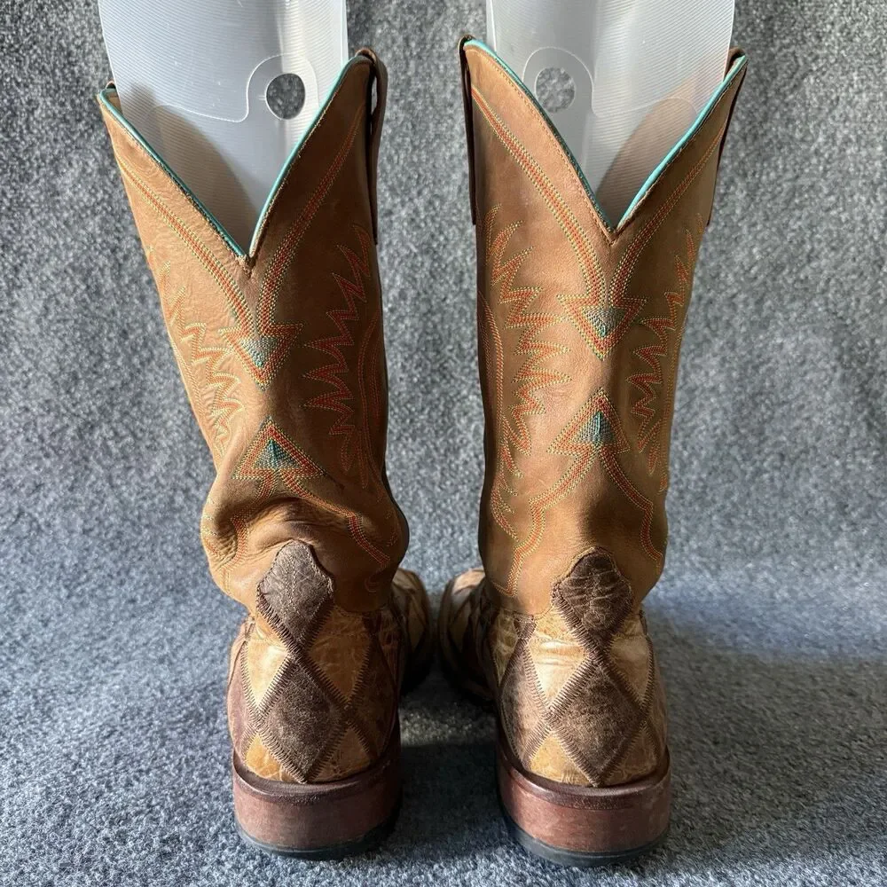 Horse Power by Anderson Bean Crazy Train Patchwork Western Boots Men’s 11 Brown